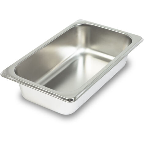 Bac GN 1/4 inox profondeur 65mm, hygiénique, -40° à +300°C, bain-marie pro – VERTES