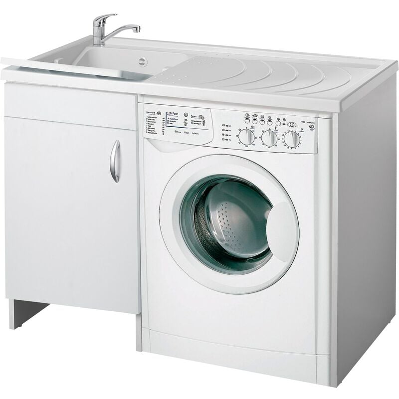 Bac à laver avec meuble cache lave linge blanc 109x60 cm mod. Eco