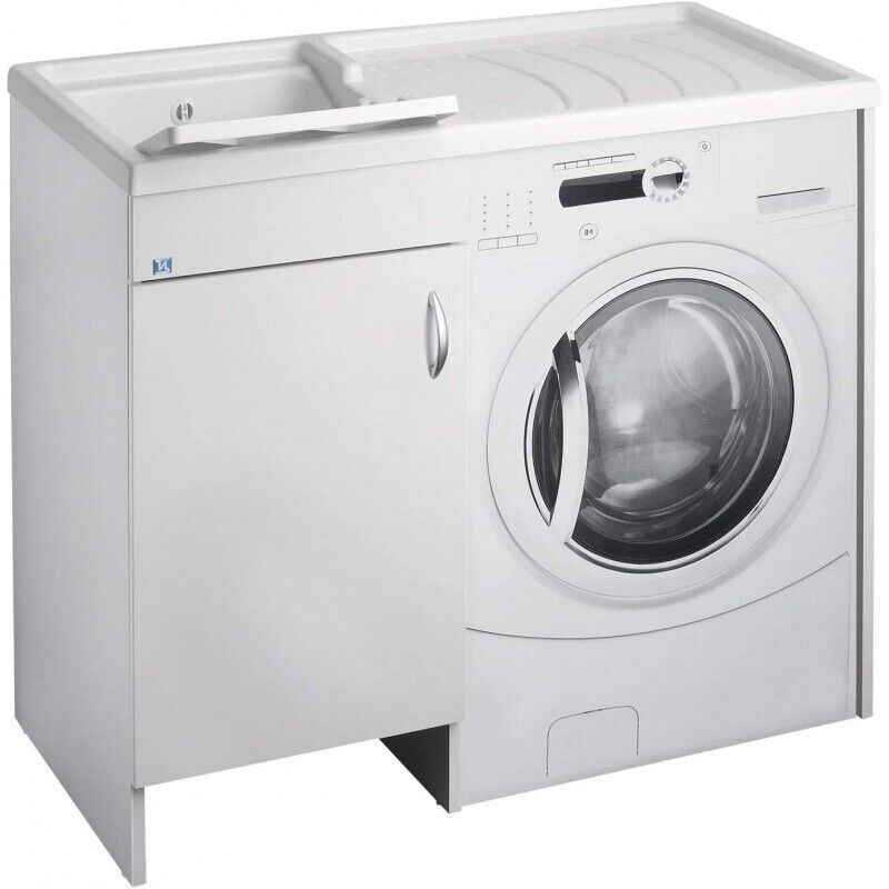 Negrari - Bac à laver avec meuble cache lave linge blanc 109x60 cm mod. Eco