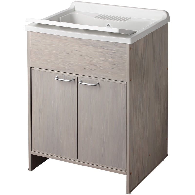 Meuble lave-main pvc aspect bois de chêne avec 2 portes et cuve Negrari 9002KR