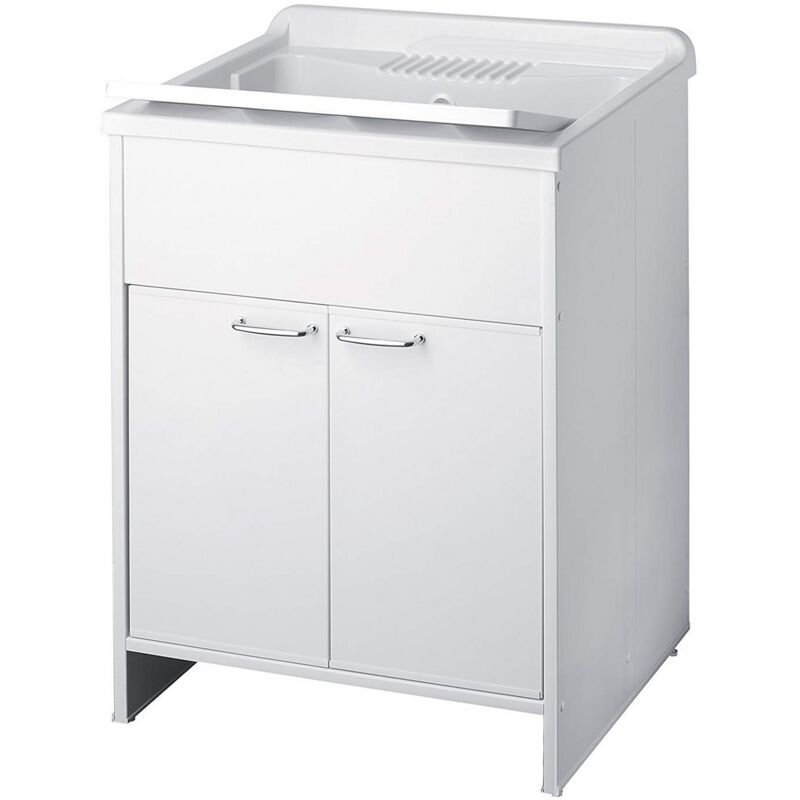 Negrari - Bac à laver avec meuble blanc en pvc 60x50 cm mod. Garden