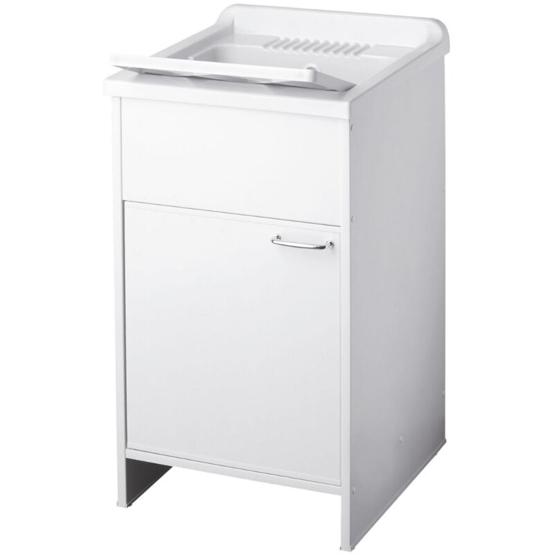 Meuble buanderie 45x50 cm lavabo blanc planche à laver 9006K Negrari