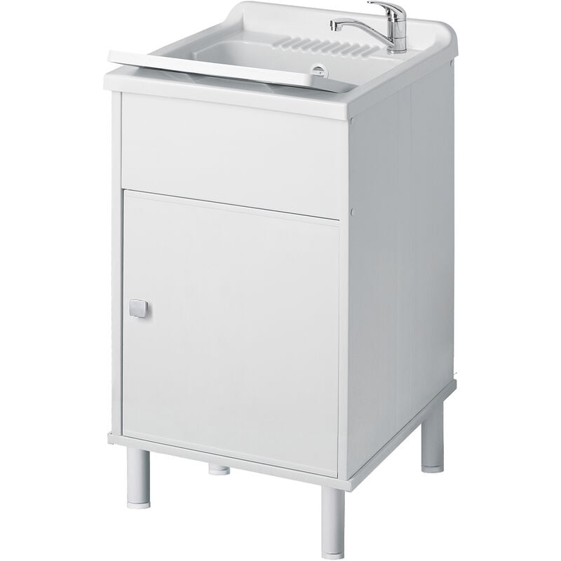 Meuble lavabo d'extérieur en pvc avec bac et porte Negrari 9056K