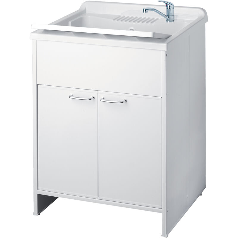 Negrari - Bac à laver avec meuble en pvc blanc 60x60 cm mod. Garden