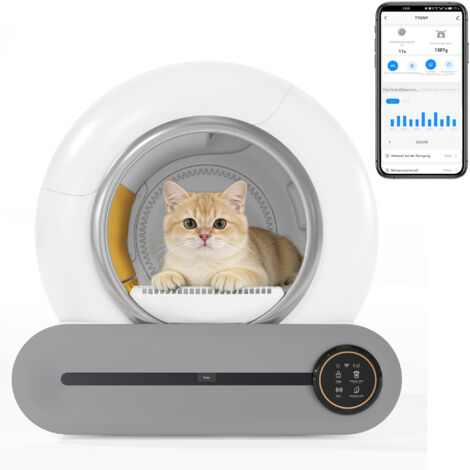 Bac litière autonettoyant 65 L multi-chats, capteur infrarouge, contrôle app, anti-odeur sécurisé