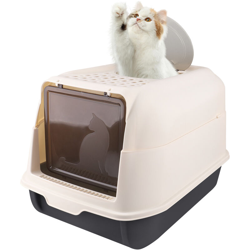 Bac Litière Chat-Bac à Litière Fermé pour Chat-avec Pelle à Litière-35 x 51 x 34cm