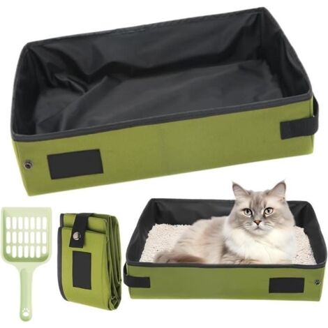 Bac Litiere Chat Pliable,Bac Litiere pour Chat Portable Respirant avec Pelle Litière,Maison de Toilette Chat Pliable pour Toilette