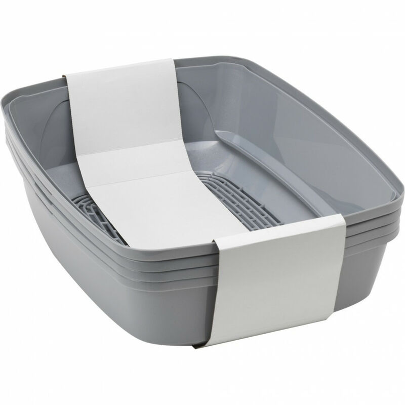 Bac à litière, lift to sift, taille : 50 x 38.5 x 24 cm, couleur gris et jaune. - Flamingo Pet Products