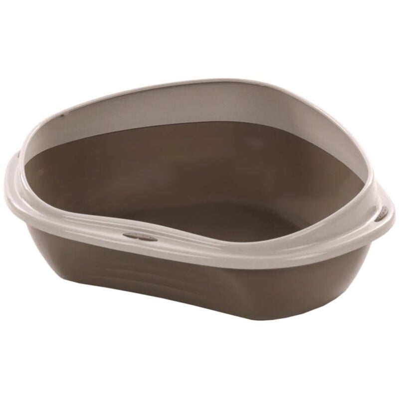 Bac à litière angle Sadio l taupe 58.5 x 48 x 20.5 cm pour chat Flamingo