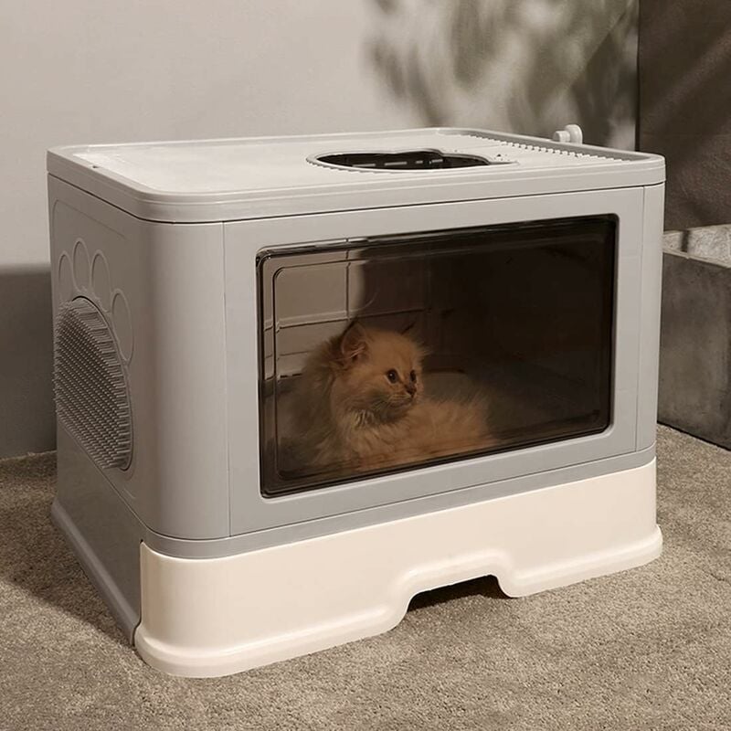 Bingo Paw - Bac à Litière pour Chat: Maison de Toilette Chat xxl Grande Caisse Chats Litiere Fermée Facile à Nettoyer avec Pelle et Brosse pour