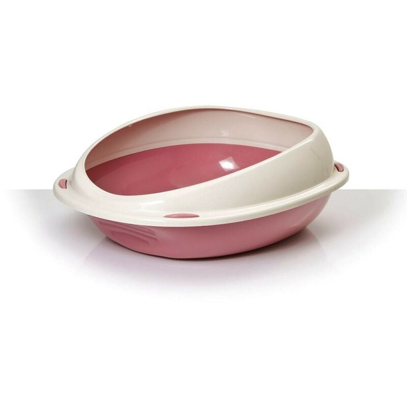 Mediawave Store - 10533 Litière ouverte pour chats shuttle à bords relevés anti-projections 57 cm Couleur: Rose