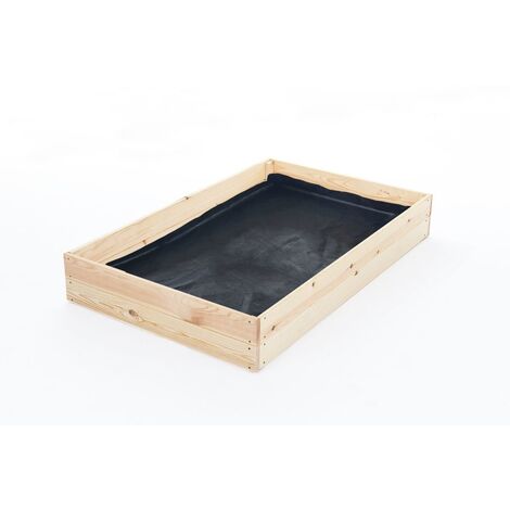 Bac potager - bac d'élevage - 140x80x18 cm - bois - avec tapis de sol