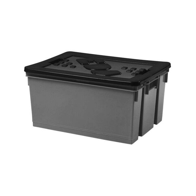 Bac de rangement 50 litres gris avec couvercle noir EDA Bac de rangement 50 litres gris avec couvercle noir EDA