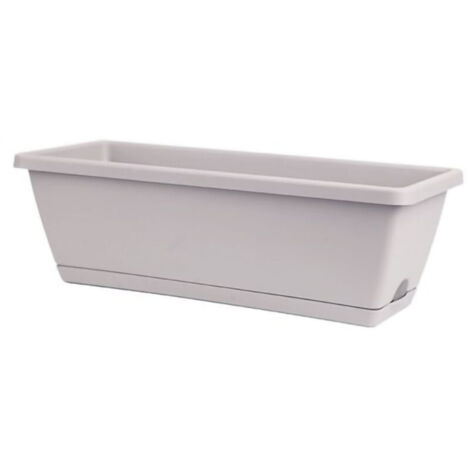 Bac rectangulaire en résine PP5 pour fleurs et légumes - Pot de plantation pour balcon et intérieur - Gris clair 43x19cm - Ensemble d'un