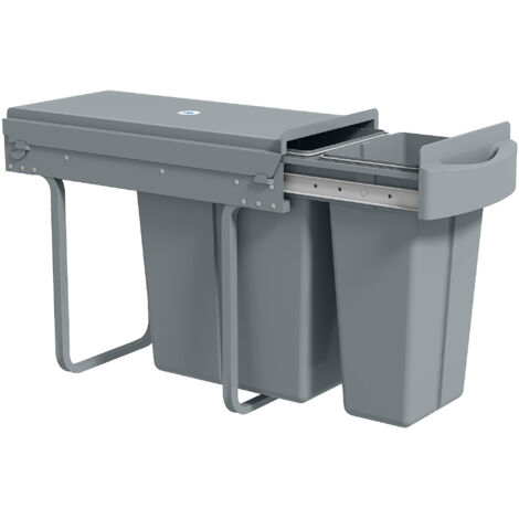 Bac retirer cuisine 2 seaux amovibles poignée 30 L (20L+10L) métal gris