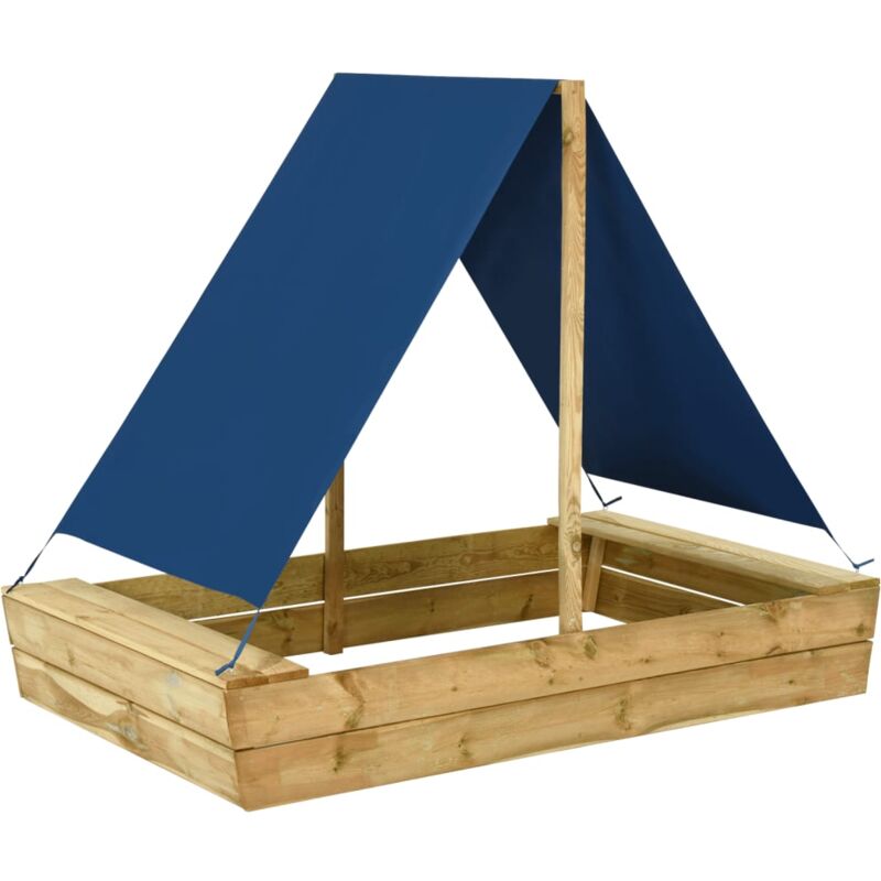 Bac à sable avec toit 160x100x133 cm Bois de pin imprégné - Brun - Vidaxl