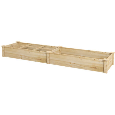 Bac surélevé bois pour fleurs jardins balcons 237x60x25 cm