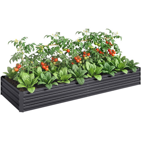 Bac surélevé en acier, fond ouvert, montage facile, 95L x 90,5P x 29,8H cm, Gris