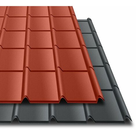 Bacacier – Tôle imitation tuile emboîtable – Acier 0.50 mm – Surface 1.00 m² – Pente minimale 23% – Mat texturé – 20 tuiles par panneau