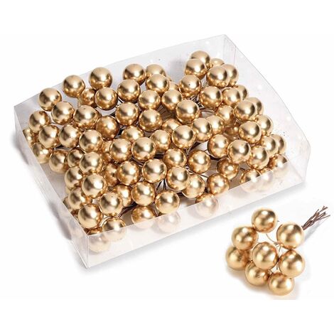 Bacche Natalizie Dorate Set da 192 Rametti Modellabili Decorazioni Natalizie per Casa e Negozi Decorazioni per Pacchi Regalo