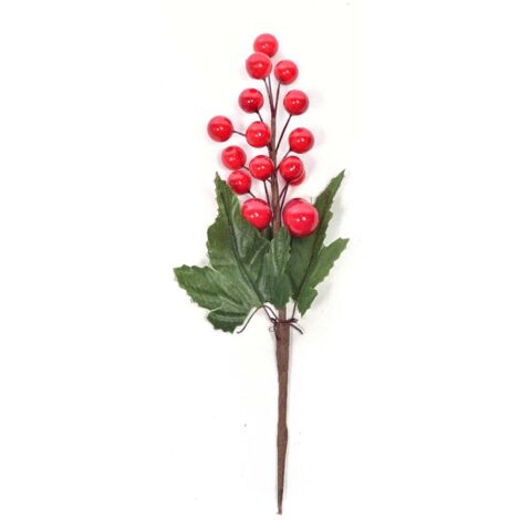 Bacche rosse per albero di natale per decorazione natalizia h 22,5 cm