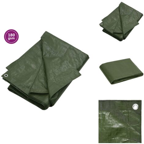 Bâche 180 g/m² 6x10 m Vert PEHD - Couverture De Jardin - Bâche Imperméable - Bâche Plastique - Bâche Verte - Bâche Multifonction