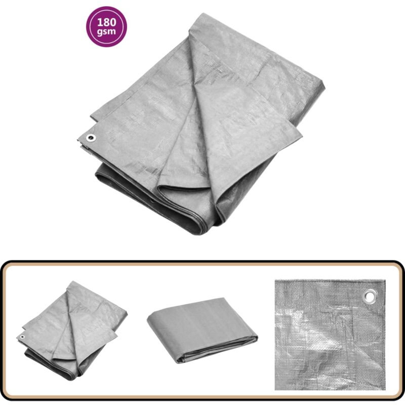 Bâche 180 g/m² 4x4 m Gris pehd - Couverture De Jardin - Bâche Imperméable - Bâche Protectrice - Bâche Multifonction - Bâche Grise
