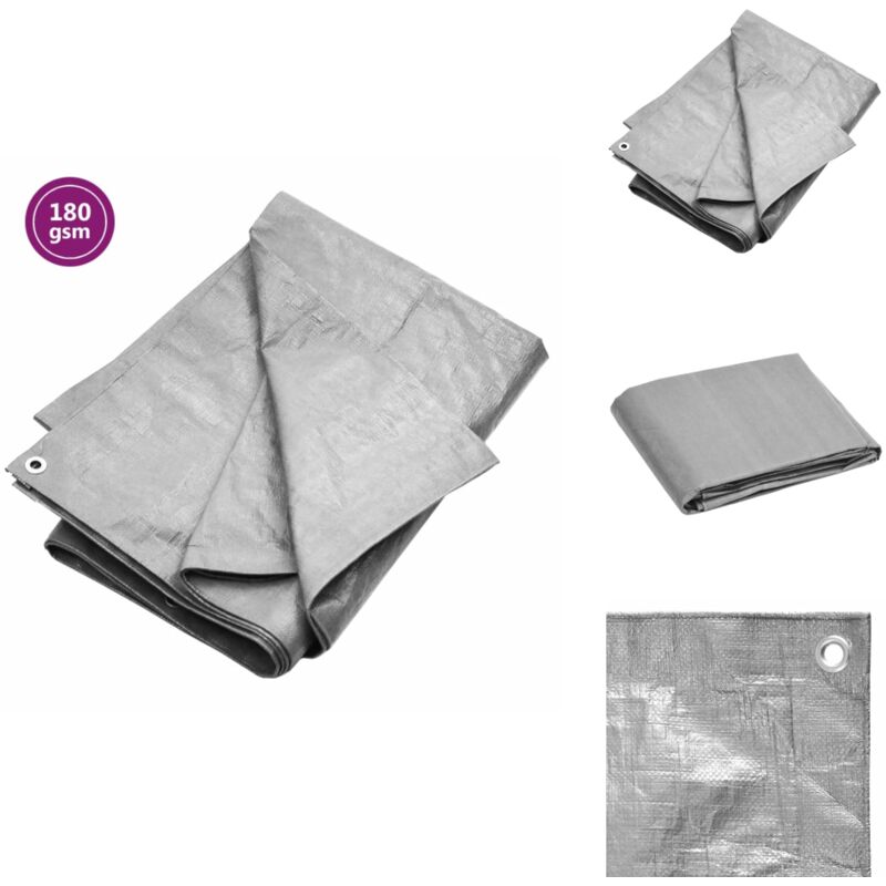 Bâche 180 g/m² 4x6 m Gris pehd - Bâche Imperméable - Bâche De Protection - Bâche Jardin - Bâche Multifonction - Bâche Grise