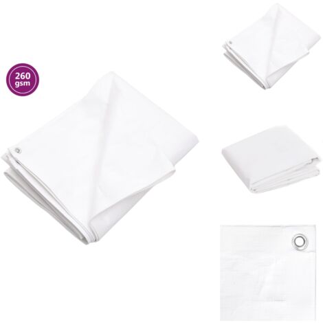 Bâche 260 g/m² 3x5 m Blanc PEHD - Bâche Imperméable - Bâche De Protection - Bâche Plastique - Bâche Jardin - Bâche Multifonction