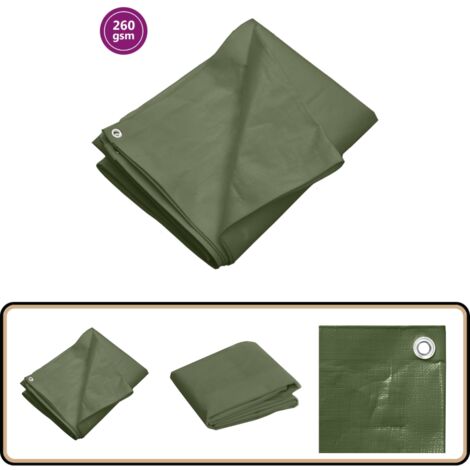 Bâche 260 g/m² 6x10 m Vert PEHD - Bâche Verte - Bâche Imperméable - Bâche Plastique - Bâche De Jardin - Bâche De Protection