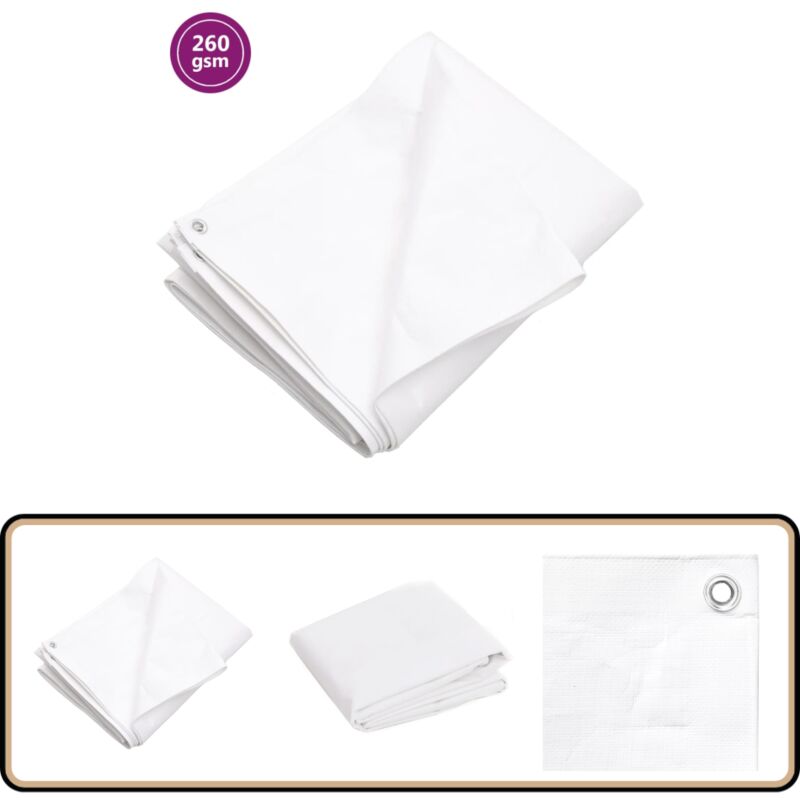 Bâche 260 g/m² 3x4 m Blanc pehd - Bâche Imperméable - Bâche De Protection - Bâche Plastique - Bâche Jardin - Bâche Multifonction