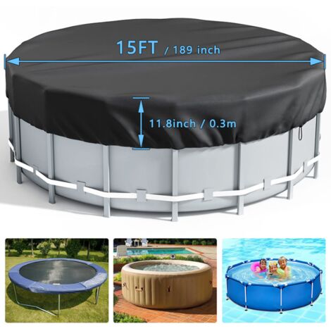 Bâche 4 saisons pour piscine hors sol, Bâche Protection Pour Piscine, Couverture de Extérieur Ronde Spa Baignoire idéale pour garder votre piscine propre (4,5 M, noir)