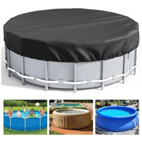 Bâche 4 Saisons pour Piscine Hors Sol, Couverture de Extérieur Ronde Spa Baignoire idéale pour Garder Votre Piscine Propre (2,4 M, Noir)