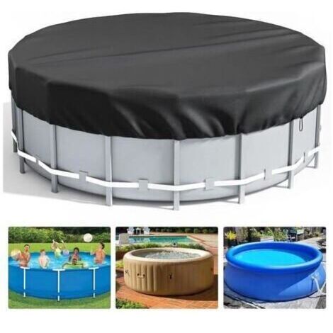 Bâche 4 Saisons pour Piscine Hors Sol, Couverture de Extérieur Ronde Spa Baignoire idéale pour Garder Votre Piscine Propre (2,4 M, Noir)