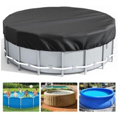 Bâche 4 Saisons pour Piscine Hors Sol, Couverture de Extérieur Ronde Spa Baignoire idéale pour Garder Votre Piscine Propre (2,4 M, Noir)