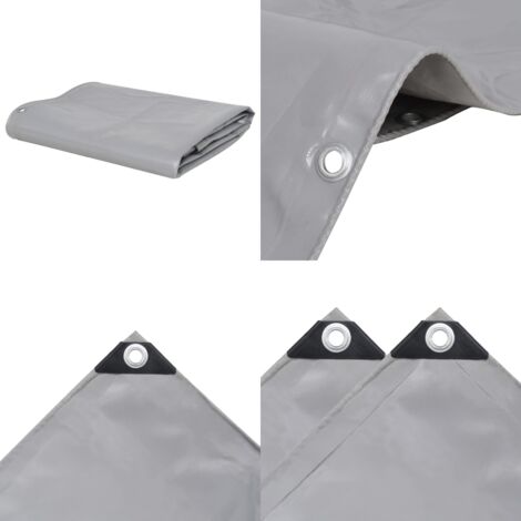 Bâche De Protection étanche Ecd-Germany - 3x4 M - 260 G/m² - Gris Avec œillets Alu