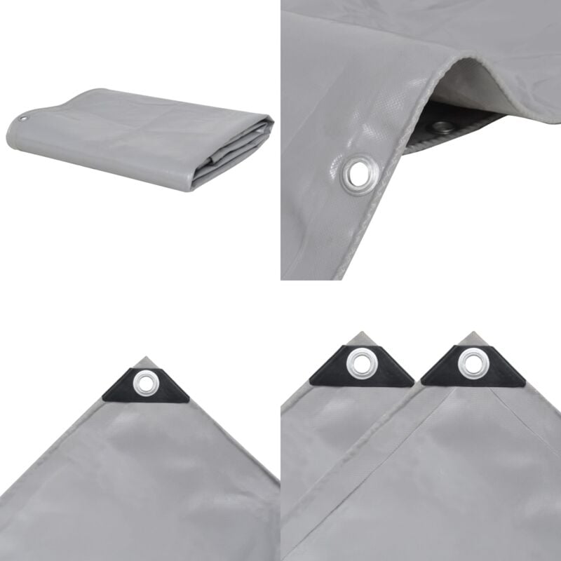 Bâche 650 g / m² 3x3 m Gris - Couverture Imperméable - Bâche De Protection - Bâche Extérieure - Bâche Multifonction - Bâche Résistante - Home & Living