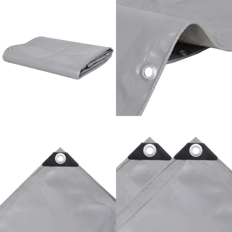 Bâche 650 g / m² 4x4 m Gris - Couverture Imperméable - Bâche De Protection - Bâche Extérieure - Bâche Voiture - Bâche Moto - Home & Living