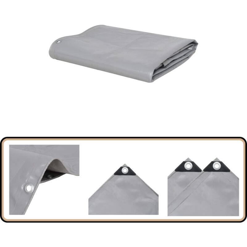 Bâche 650 g / m² 4x4 m Gris - Couverture Imperméable - Bâche De Protection - Bâche Extérieure - Bâche Voiture - Bâche Moto