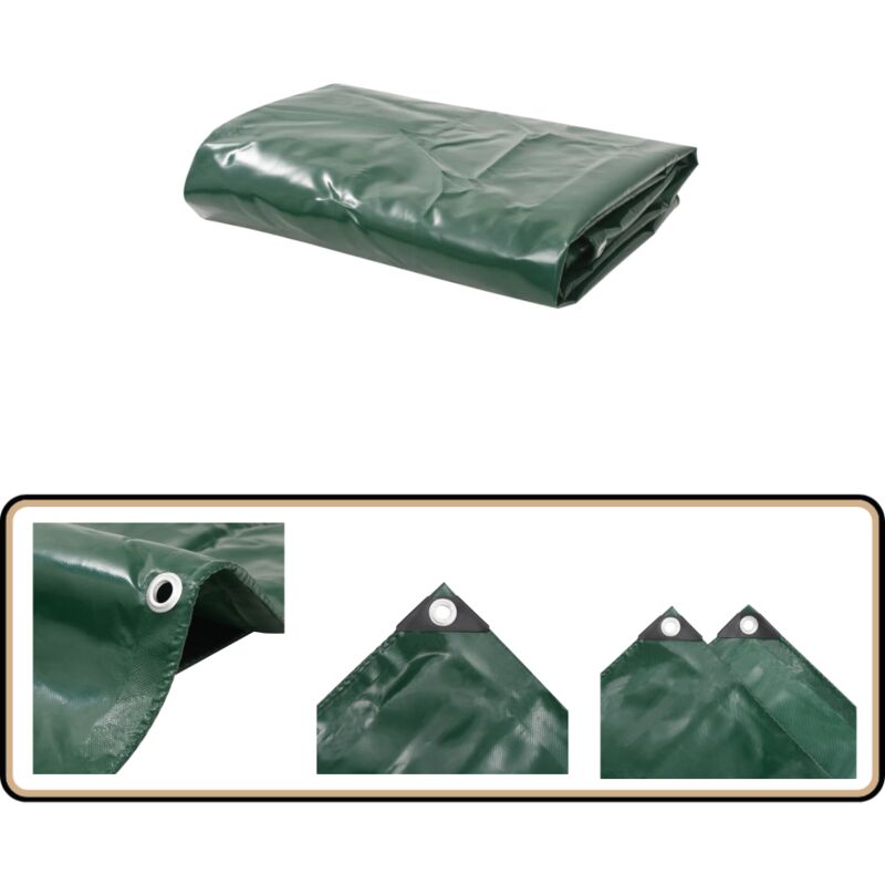 Vidaxl - Bâche 650 g / m² 6 x 8 m Vert - Couverture Imperméable - Bâche Extérieure - Bâche De Protection - Bâche Verte - Bâche Résistante