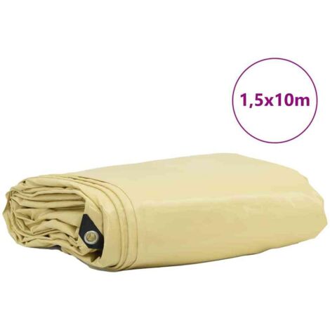 Bâche 650g / m² Beige 1,5 x 10 m Toile avec revêtement en PVC CFW86215