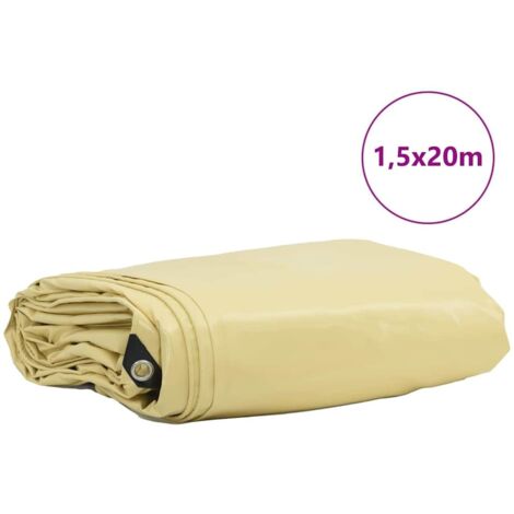 Bâche 650g / m² Beige 1,5 x 20 m Toile avec revêtement en PVC CFW24874
