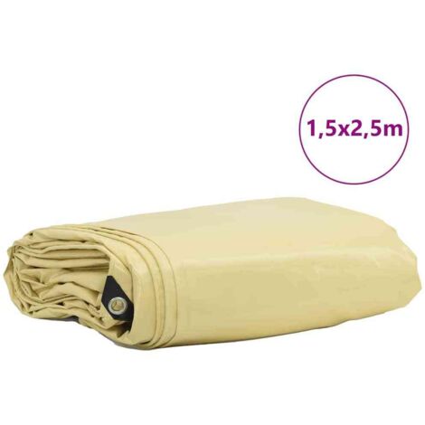 Bâche 650g / m² Beige 1,5 x 2,5 m Toile avec revêtement en PVC CFW47043
