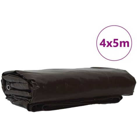 Bâche 650g / m² Marron 4 x 5 m Toile avec revêtement en PVC CFW40491