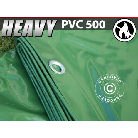 Bâche 6x12m, PVC 500g/m², Vert, Ignifugé