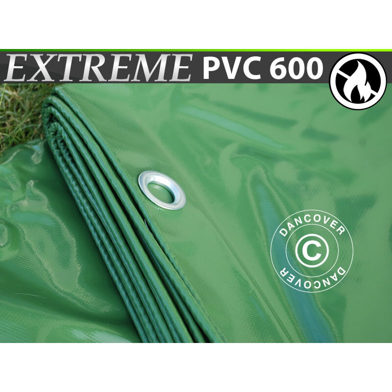 Bâche 6x8m, pvc 600g/m², Vert, Ignifugé