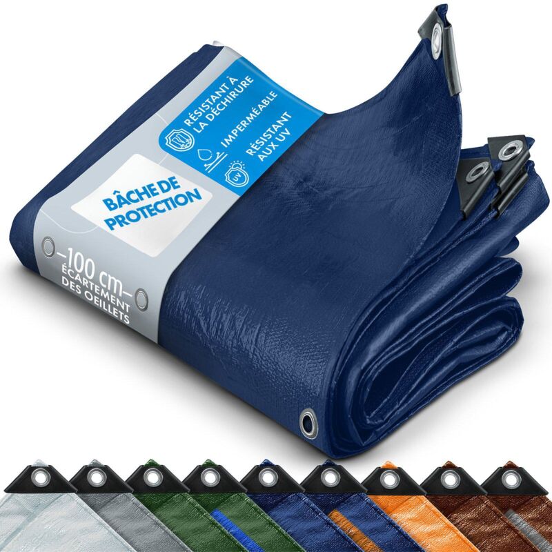 Bâche de protection imperméable 80 g/m² Bleu 3 x 5 m