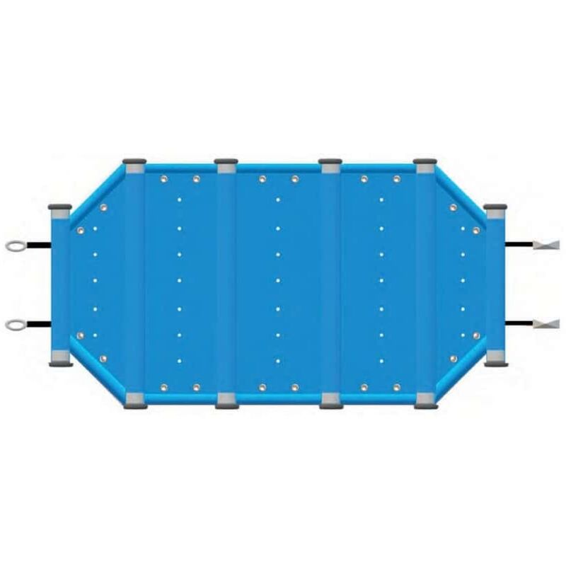 Bâche à barres sécuribois pour piscine Ubbink - Modèles: Ubbink Océa 860 x 470 cm - Couleur: Bleu/beige
