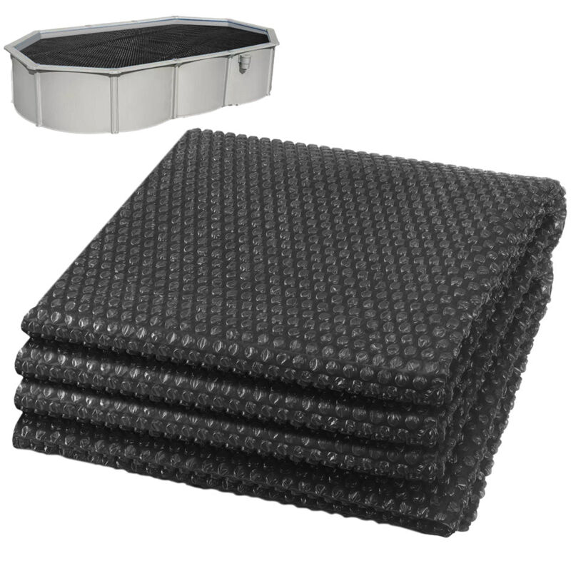 VOUNOT® Bâche à bulles piscine rectangulaire 600x400cm noir - 120µm - découpable - bâche solaire film chauffant couverture thermique