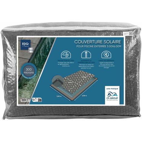 Bâche à bulles Pour Piscine Enterrée 3 X 6 - 300 Microns -Gris Opaque - Dimensions couverture 2.95 X